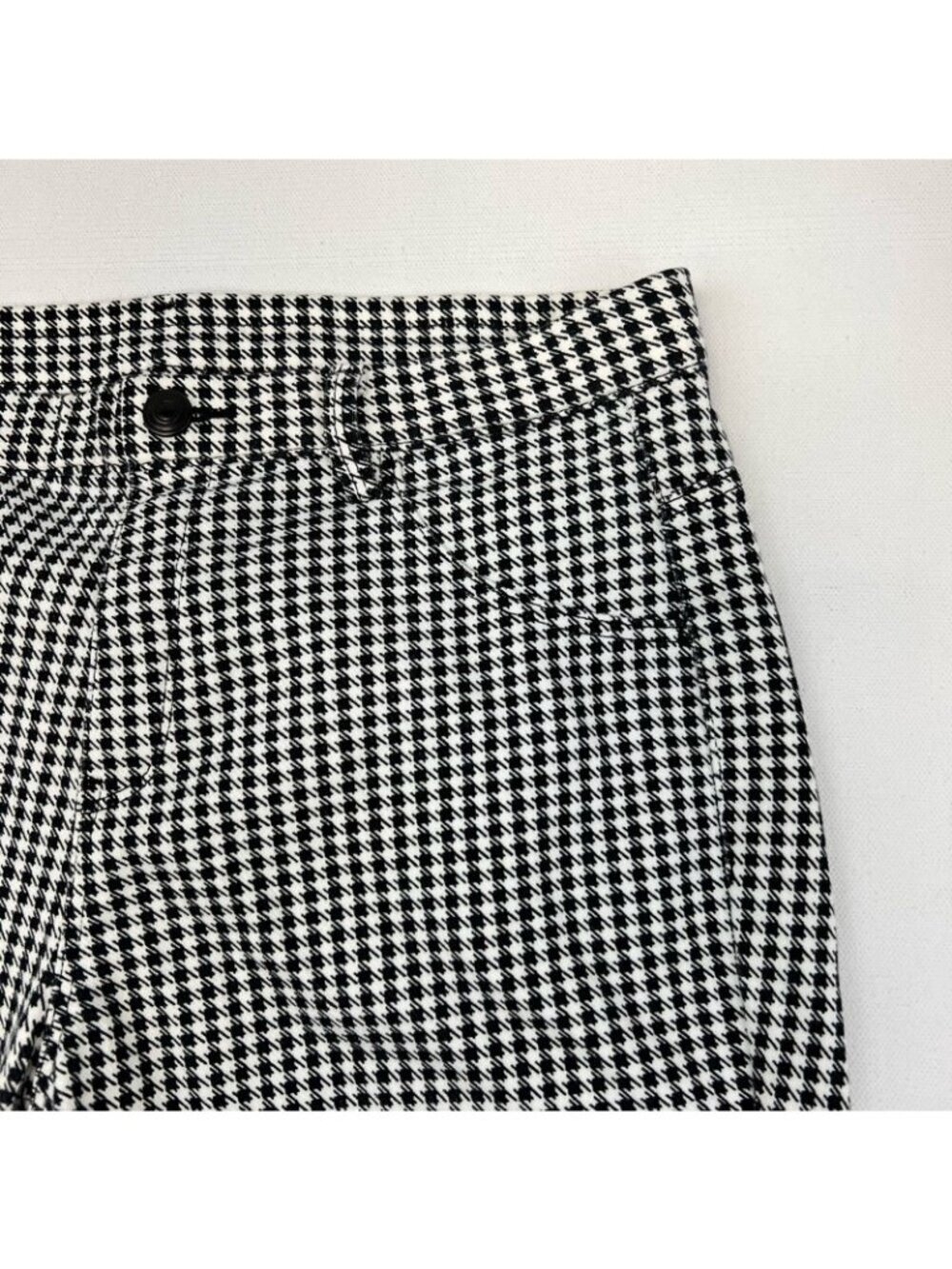 Uniqlo Womens Cropped Pants Black White Houndstooth Cuffed Pockets L Junior - Picture 6 of 11